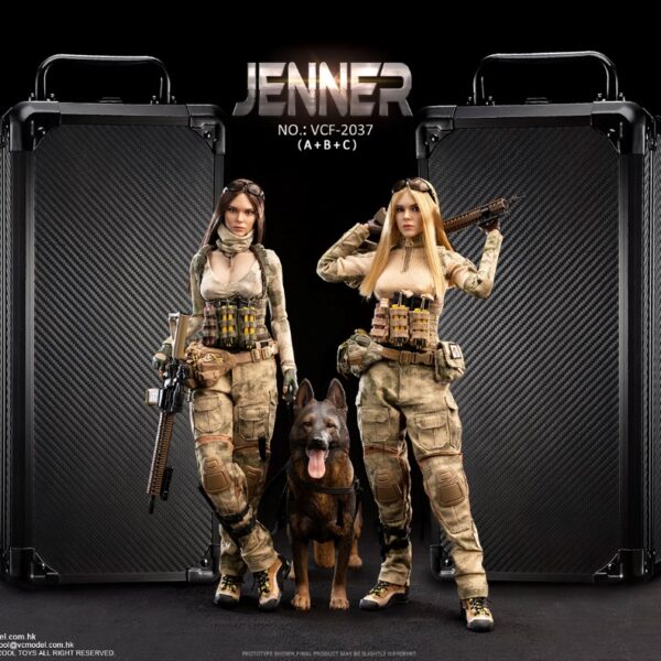 VCF-2037A, B and C ( SET )  1/6 A-TACS FG Women Soldier - JENNER + German   Shepherd Dog Set