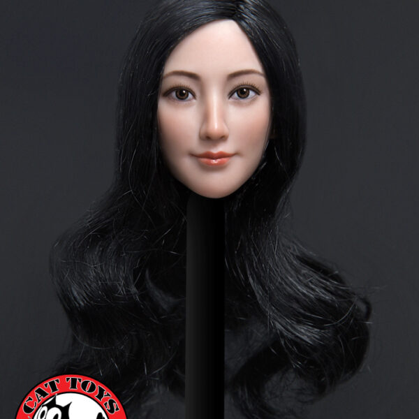 CAT-016B Cat Toys 1/6 Female Head Sculpts with Long Black Hair