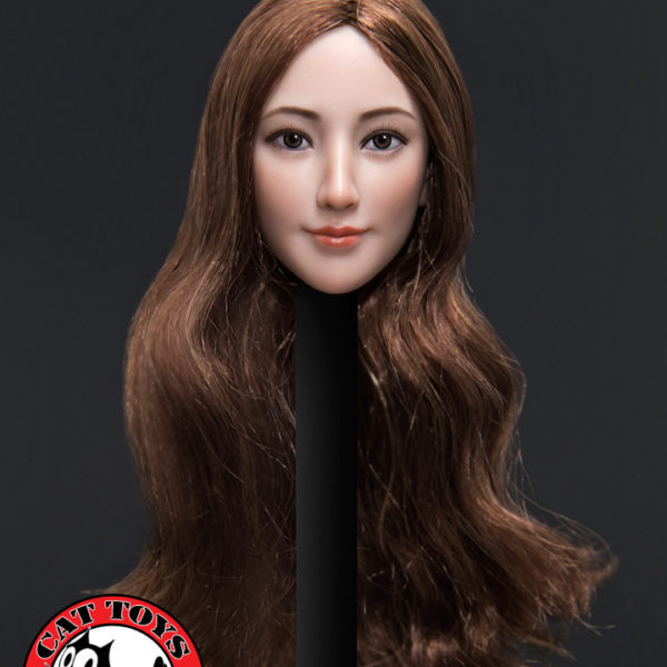 CAT-016C Cat Toys 1/6 Female Head Sculpts with Long Brown Hair