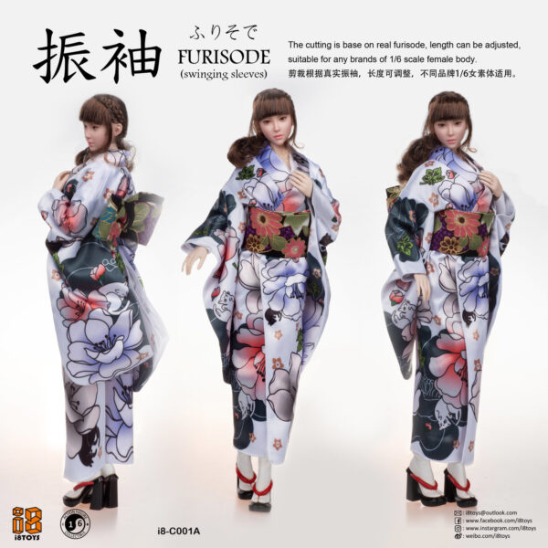 i8-C001A i8TOYS 1/6 "Cat Pattern" Furisode Clothing Set