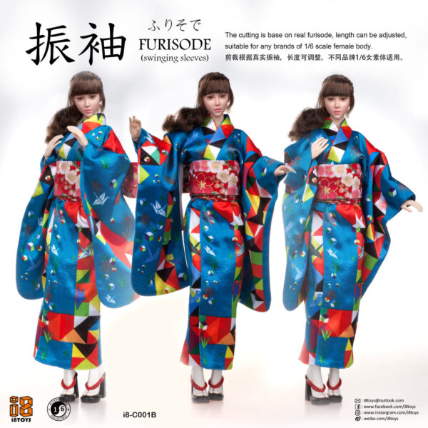 i8-C001B i8TOYS 1/6 "Paper Crane Pattern" Furisode Clothing Set