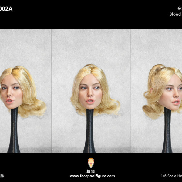 FP-C-002A FacepoolFigure 1/6 Root Hair Female Head Sculpt with Expression-Blond Ponytail