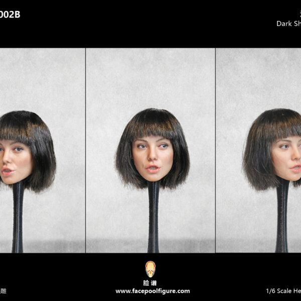 FP-C-002B FacepoolFigure 1/6 Root Hair Female Head Sculpt with Expression - Dark Short Hair