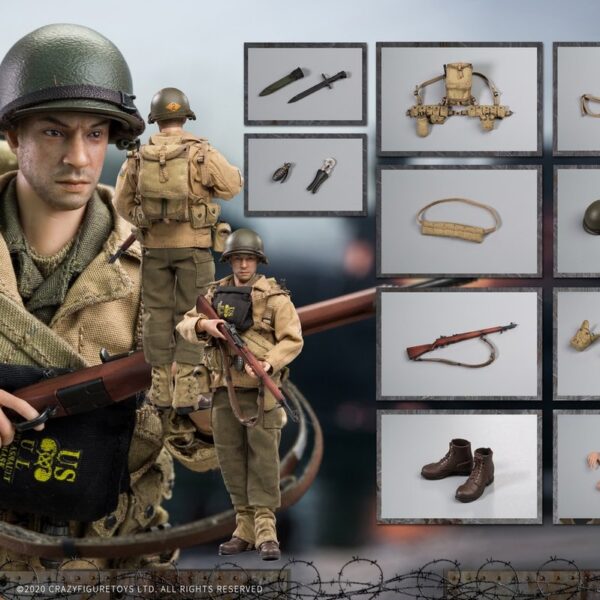 CF-LW014 CrazyFigure 1/12 WWII U.S. Rangers On D-Day Machine Rifleman A