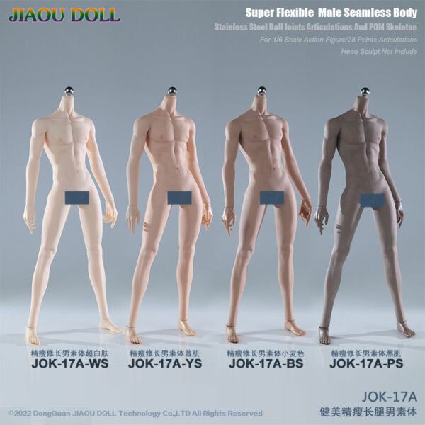 JOK-17A-PS – JIAOU DOLL 1/6 Scale Super-Flexible Seamless Black Skin Male Action Figure Body