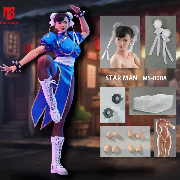 MS-008A - STAR MAN - 1/6 Female Fighter Chun-li (Blue Cheongsam Version)