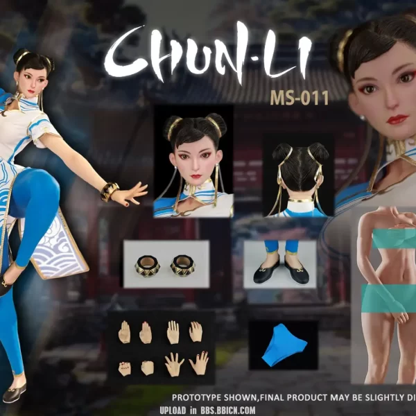 MS-011 - STAR MAN - 1/6 Female Fighter - Chun-li (Blue Cloud Patterned White Cheongsam Version)
