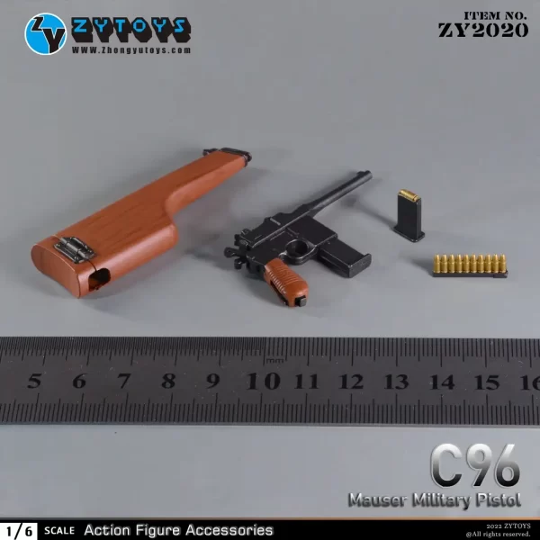 ZY2020 - ZYTOYS - 1/6 C96 Mauser Military Pistol Shell Gun Model