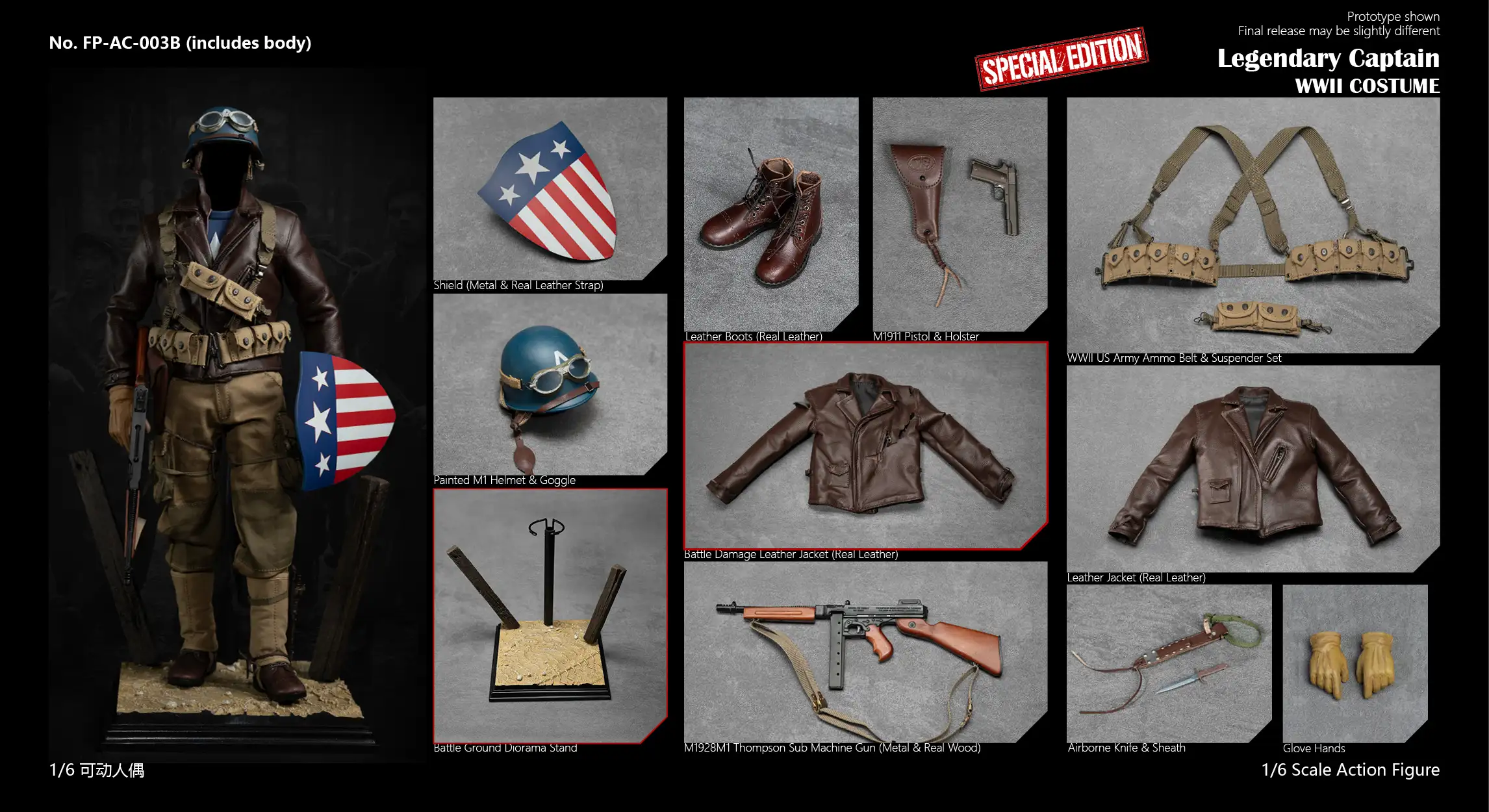 AC003B – HERO TOY – 1/6 Legendary Captain WWII Costume Accessory