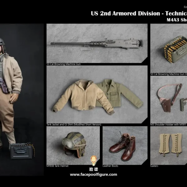 FP-026A - FACEPOOLFIGURE - 1/6 US 2nd Armored Division - Technician Sherman Tank Gunner